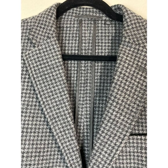 Uniqlo Gray Houndstooth Wool Blend Blazer Jacket Men Size Large unstructured - Picture 12 of 16
